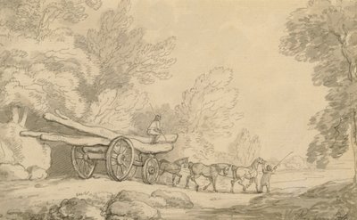 A Timber Wagon by Thomas Rowlandson